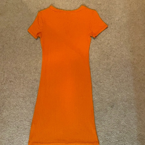 Orange Ribbed Dress - Picture 3 of 5